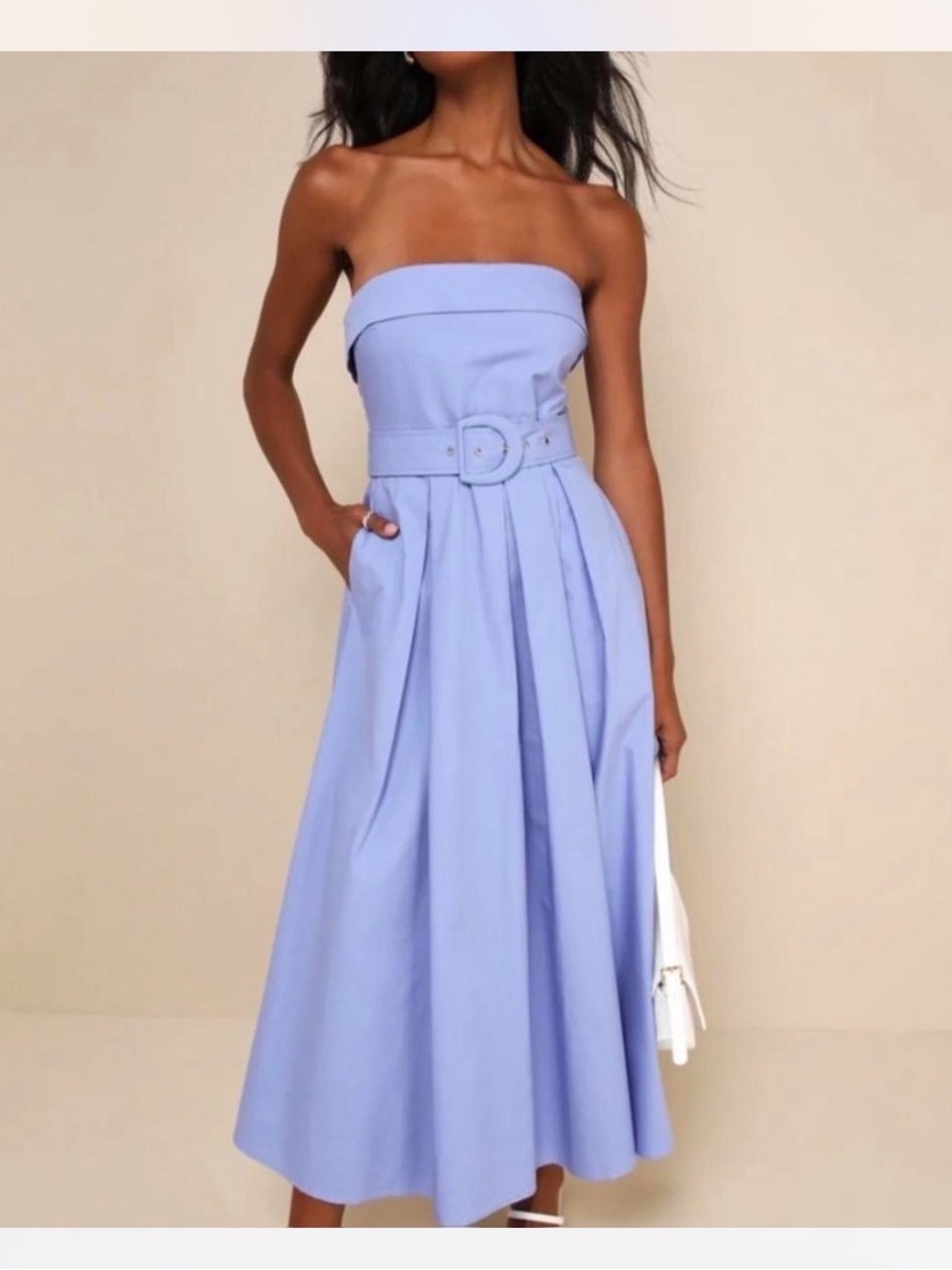 Lulus strapless Midi Dress in Periwinkle